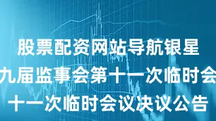 股票配资网站导航银星能源：第九届监事会第十一次临时会议决议公告